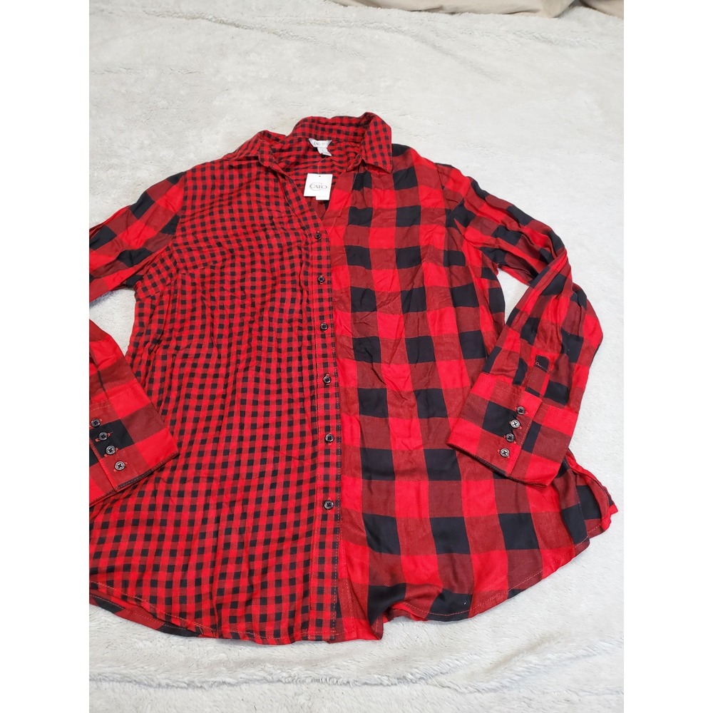 NWT Cato Red Black Plaid Casual Cozy Gorp Classic Button Shirt Large Gorpcore